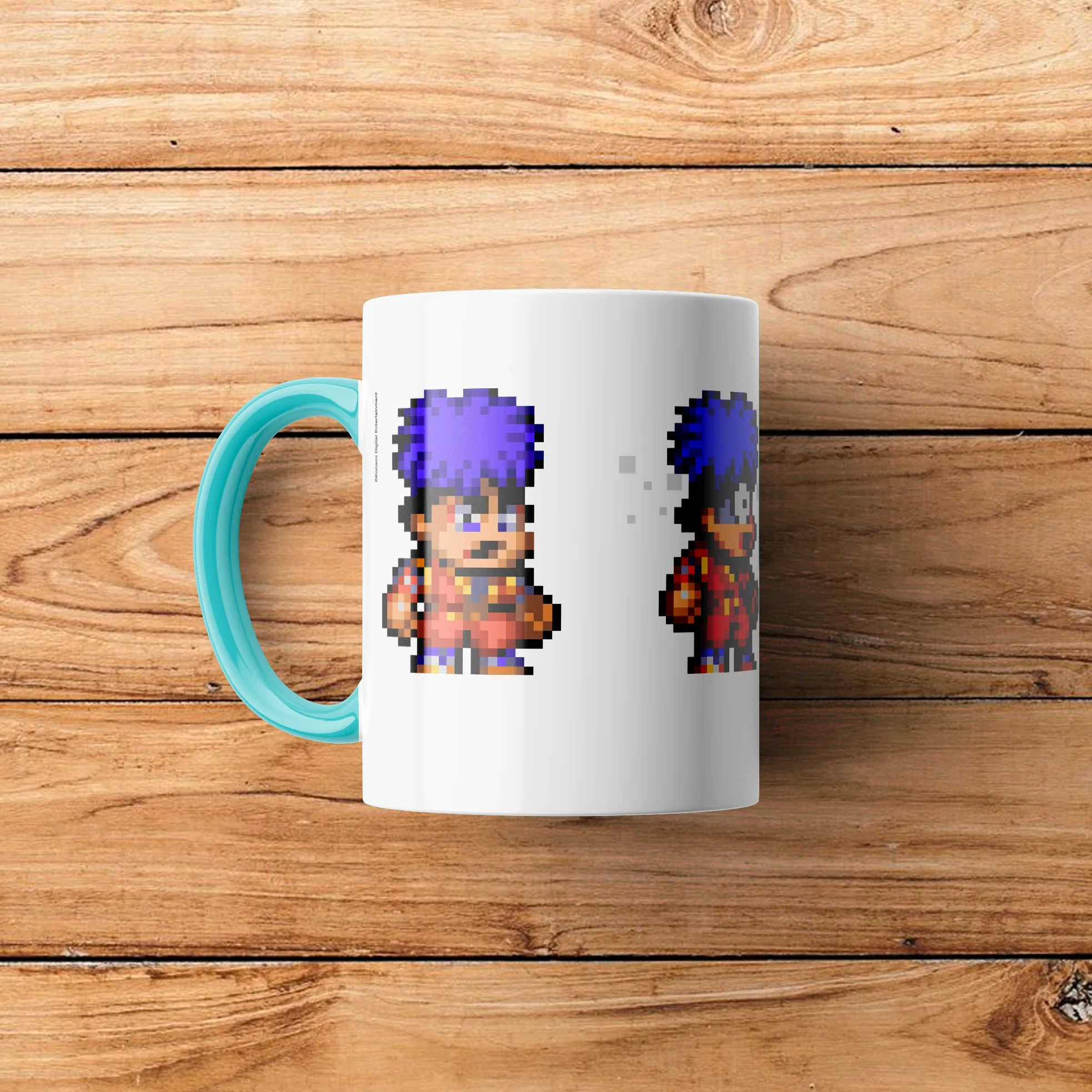 Pixel Goemon Mug with Colorful Rim, Handle and Inside