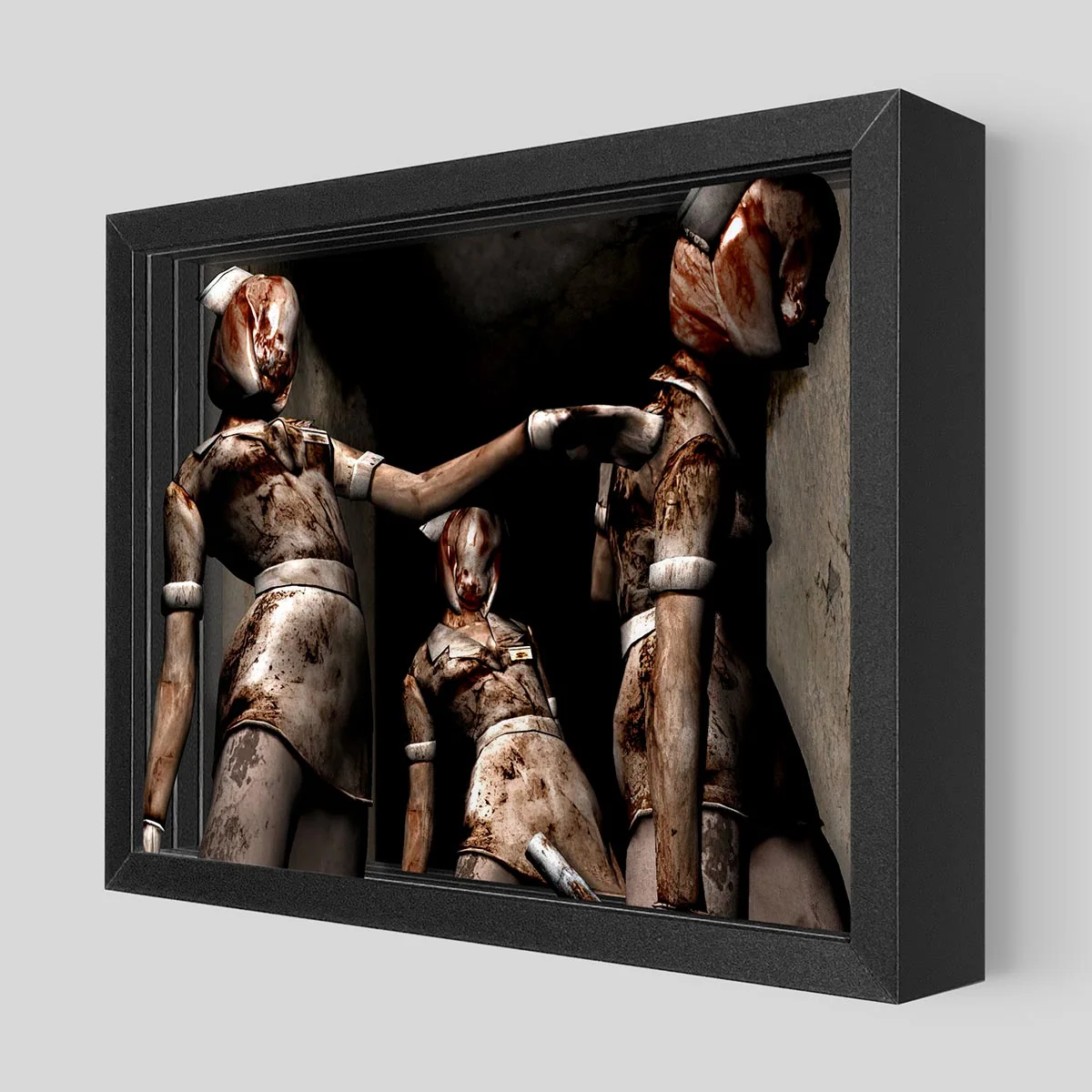 Silent Hill Bubble Head Nurses Shadowbox Art 14 x 14