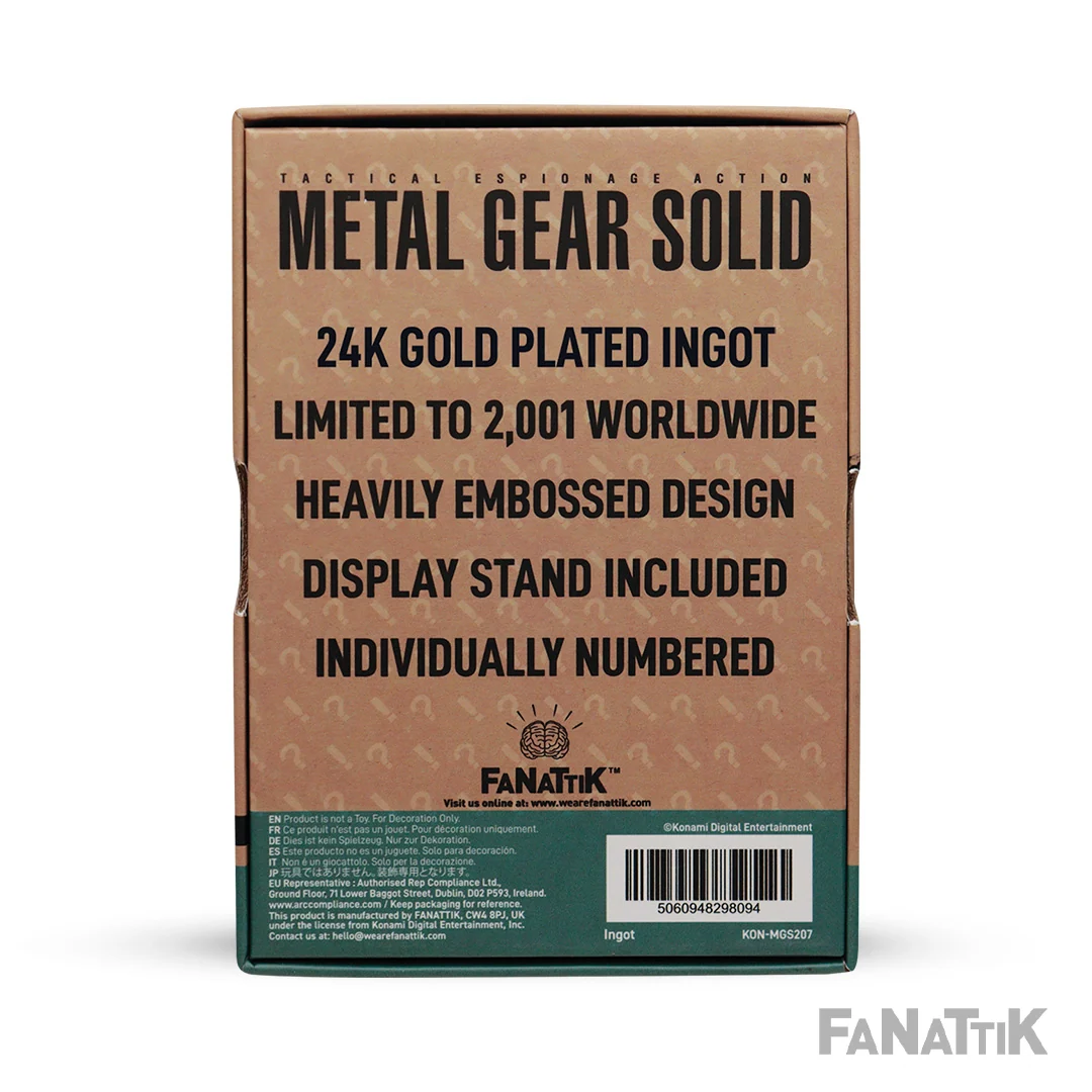 Metal Gear Solid 2 Snake 24k gullbelagt samleobjekt i barreform