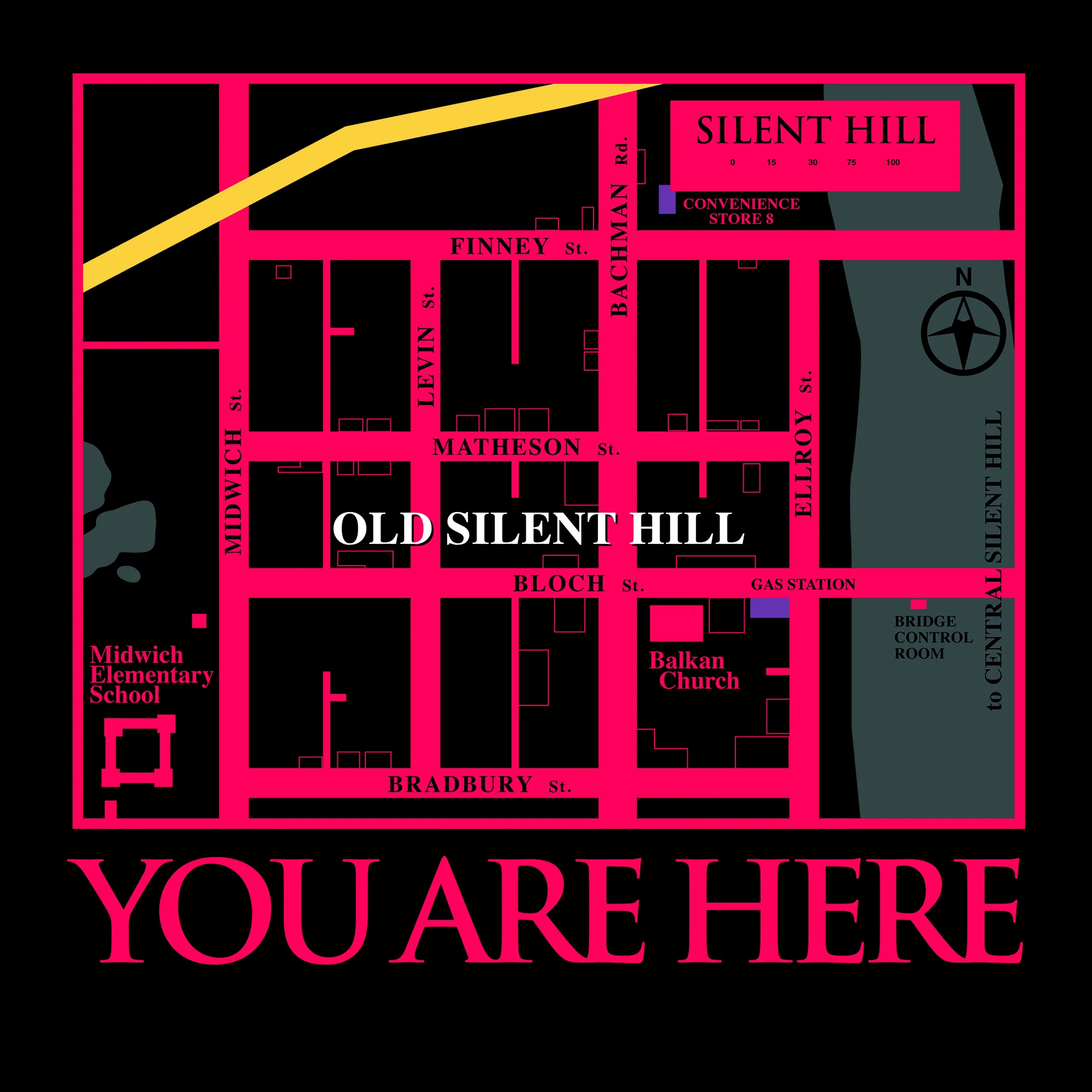 Blood Map T-Shirt Bella Canvas Unisex Silent Hill Tee