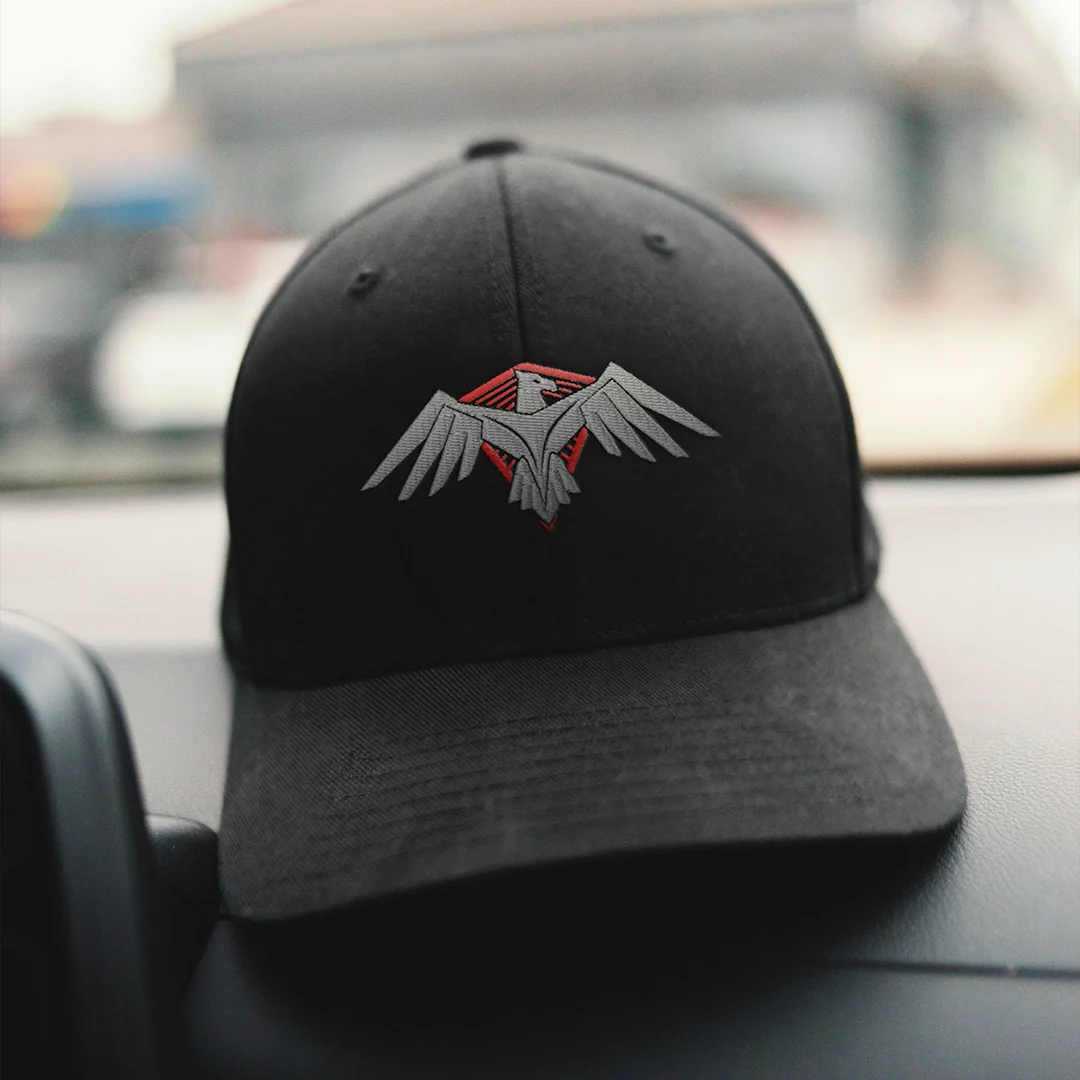 Red Falcon Trucker Hat with Cotton Twill Front and Mesh Back