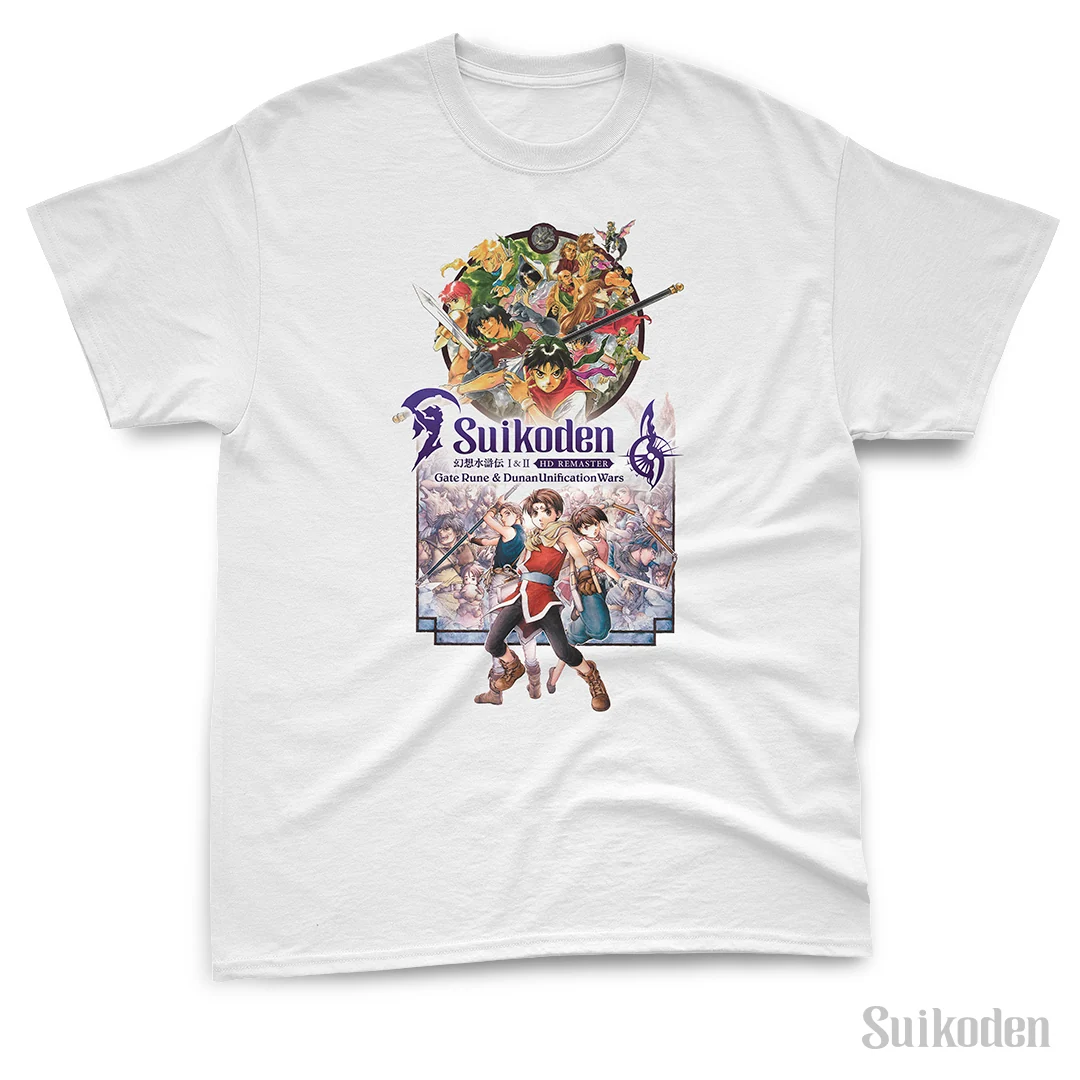 Suikoden I & II HD Remaster T-skjorte med rune- og karakterkunst
