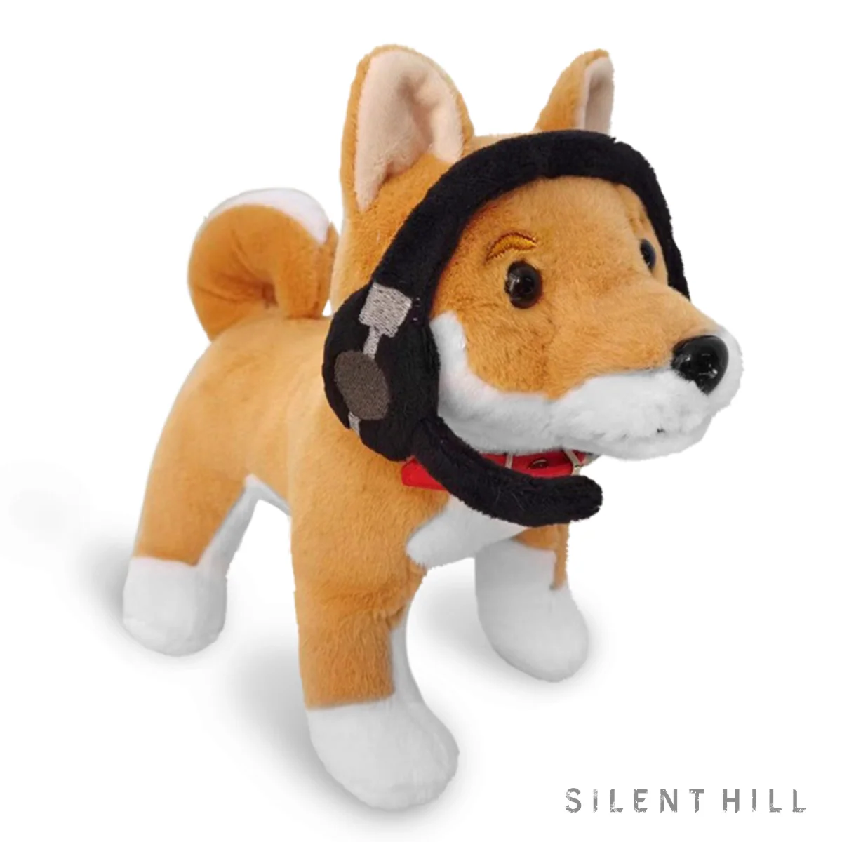 Mira The Dog Plush Collectible med halsbånd og hovedtelefoner