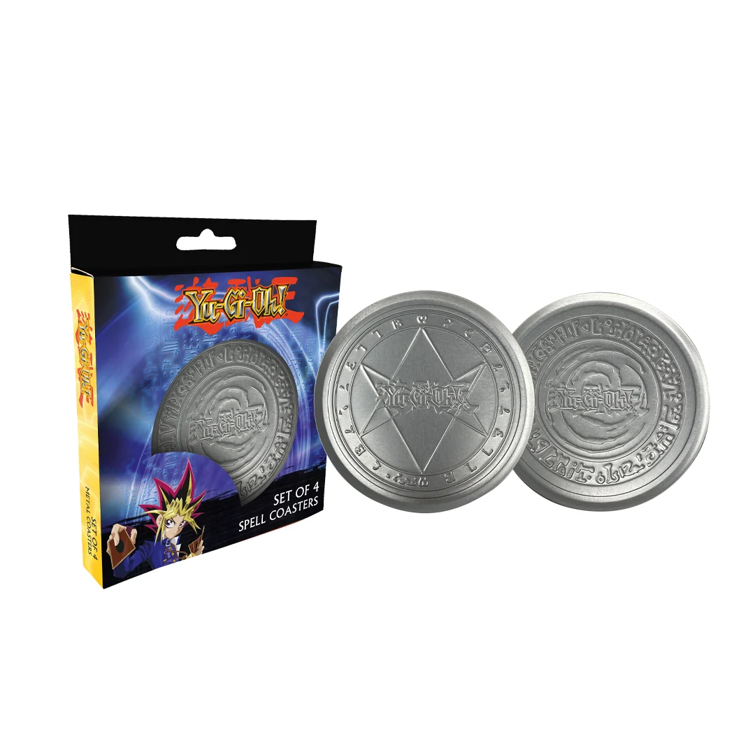 Yu-Gi-Oh! Set of 4 Embossed Metal Coasters with Cork Base