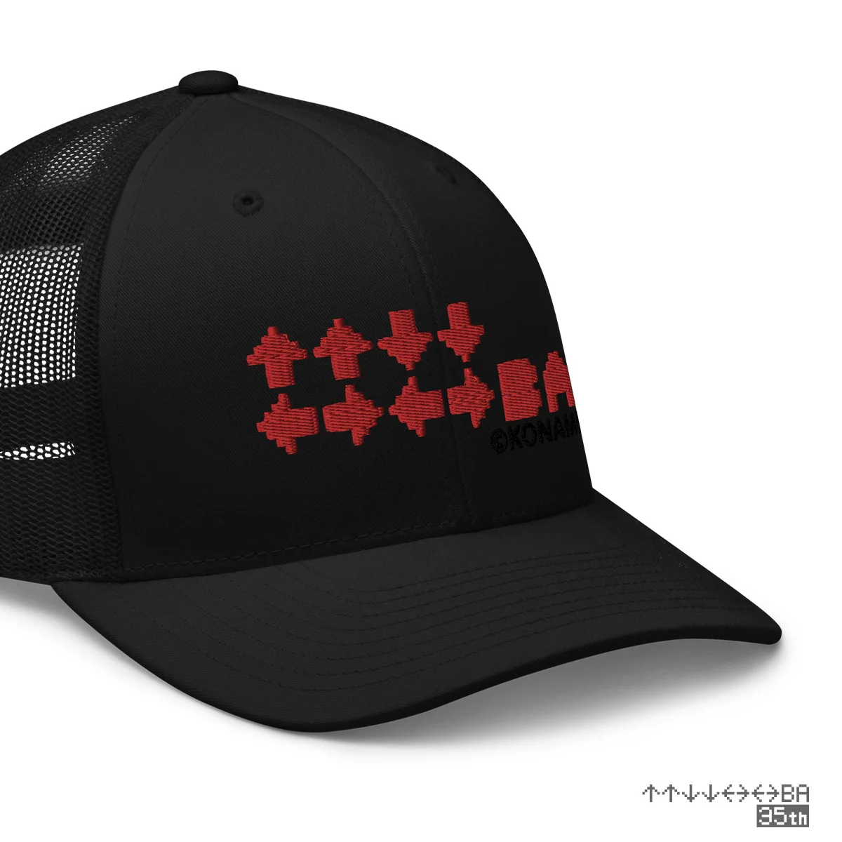 ↑↑↓↓←→←→BA Six-Panel Trucker Hat with Mesh Back