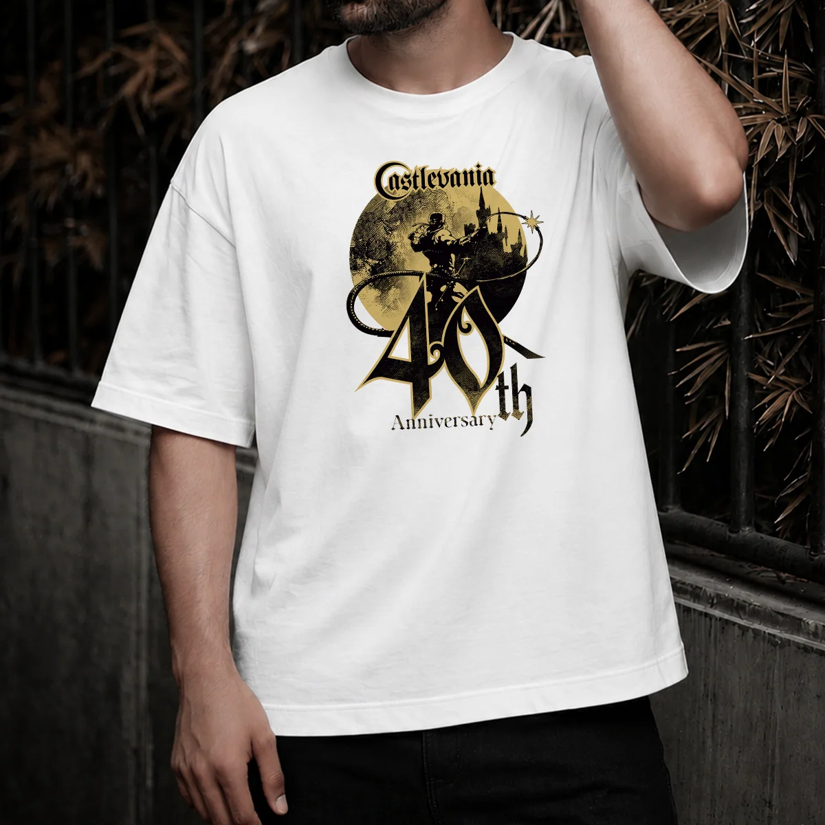 Castlevania 40th Anniversary Logo Oversized T-Shirt Off-White