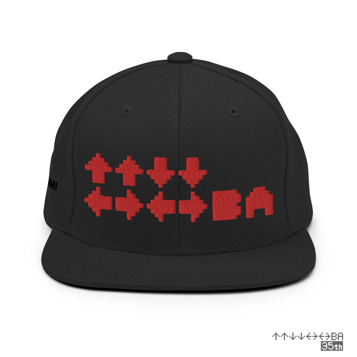 Cappellino strutturato a sei pannelli ↑↑↓↓←→←→BA con chiusura a scatto