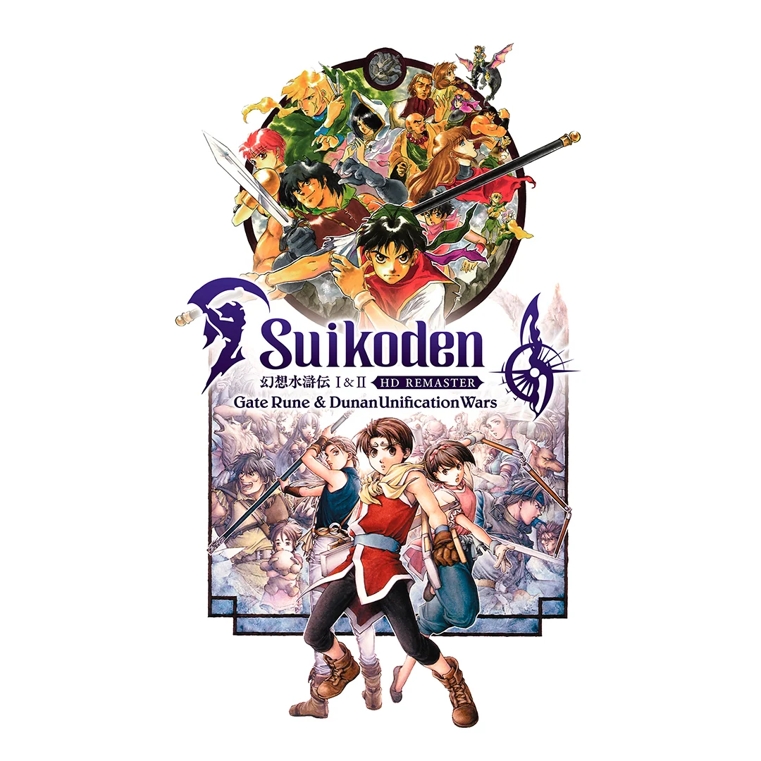 Suikoden I & II HD Remaster T-skjorte med rune- og karakterkunst