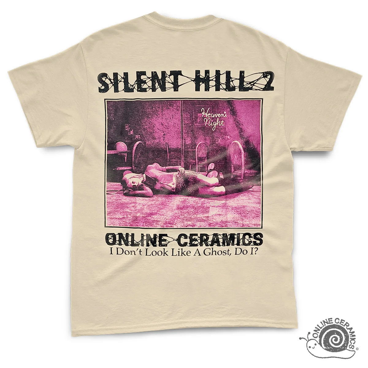 T-shirt esclusiva Heaven's Night dalla collaborazione Online Ceramics