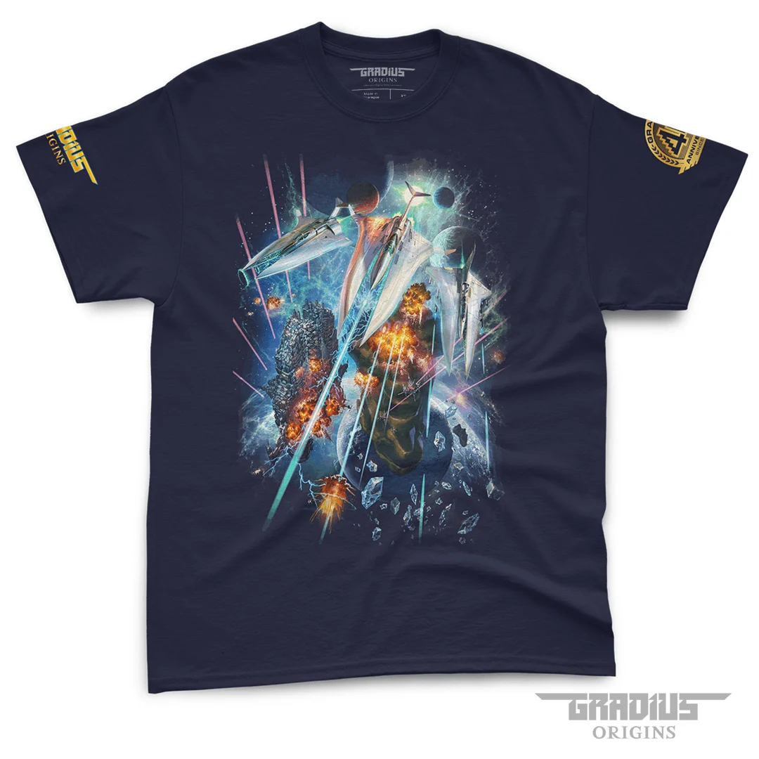 Gradius Origins 40th Anniversary Key Art T-shirt in Combed Cotton