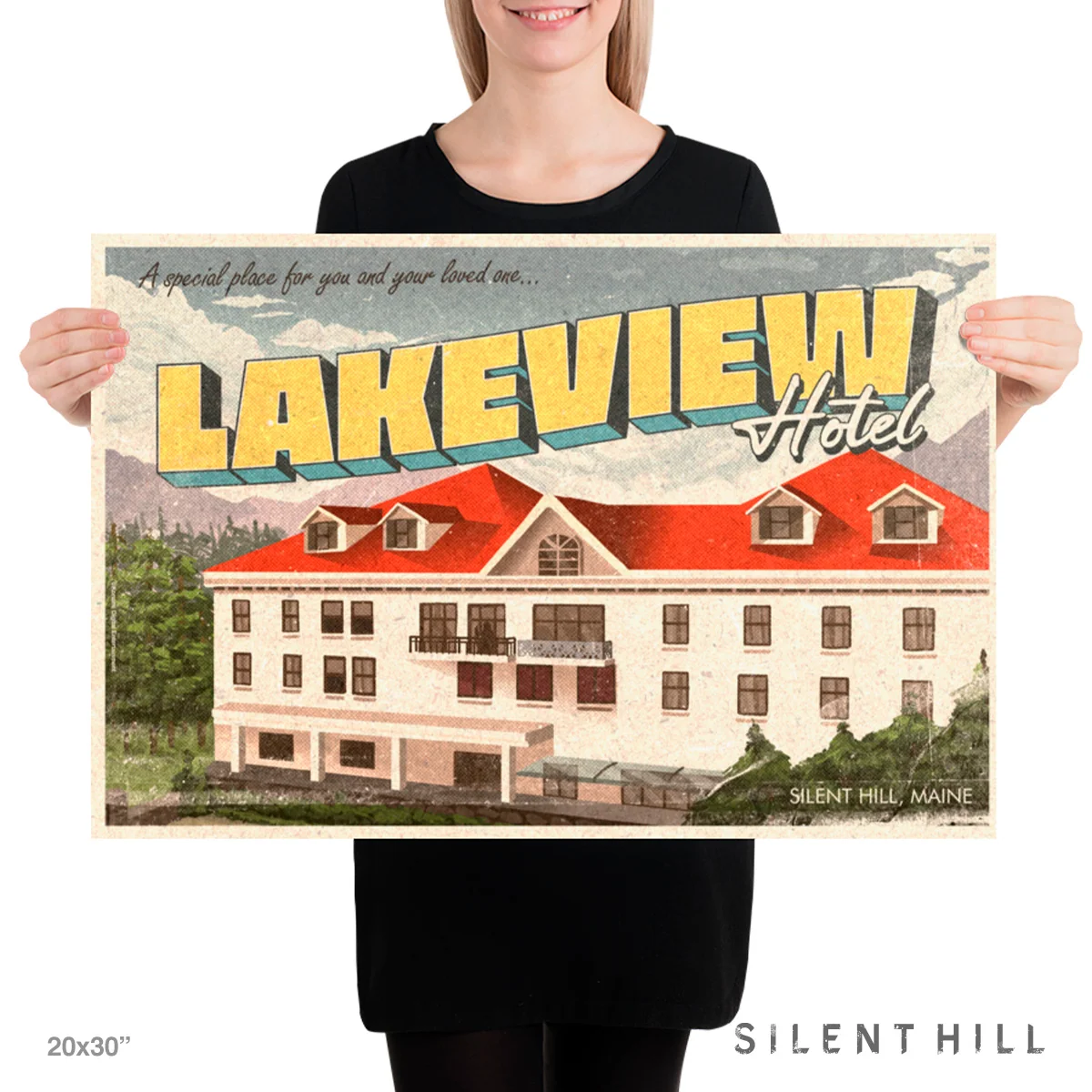 Lakeview Hotel Poster with Matte Giclée Print Finish