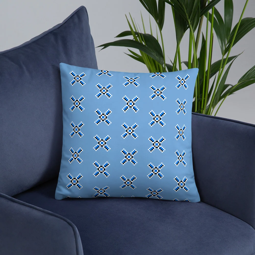 Cross Pixel Pillow, 18x18 Inch Accent Cushion for Game Rooms