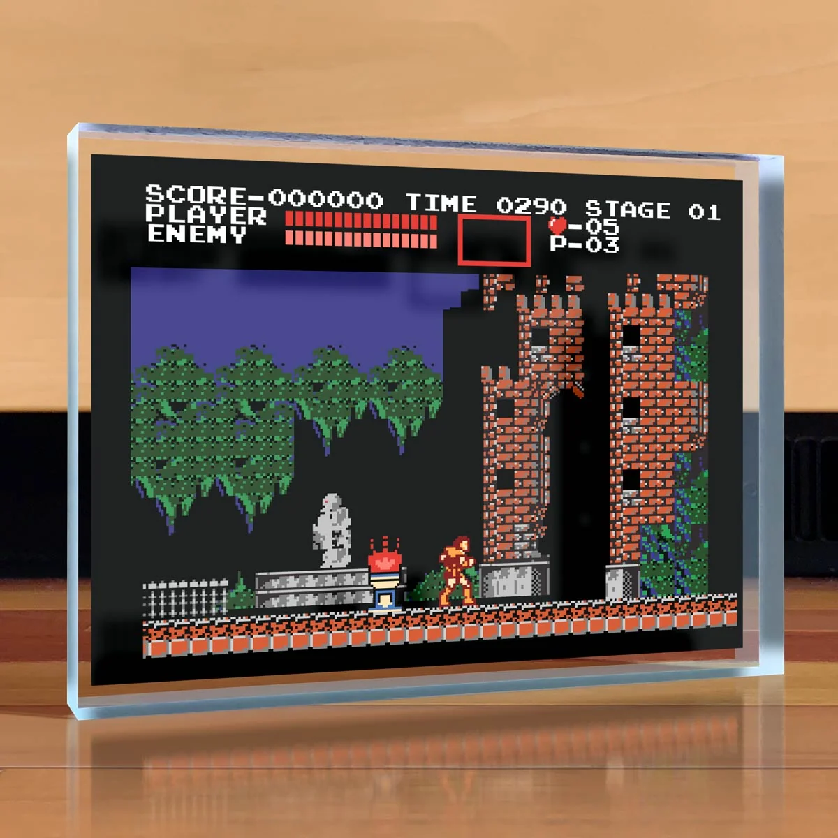 Castlevania skrivebordskunst i tykt optisk akryl