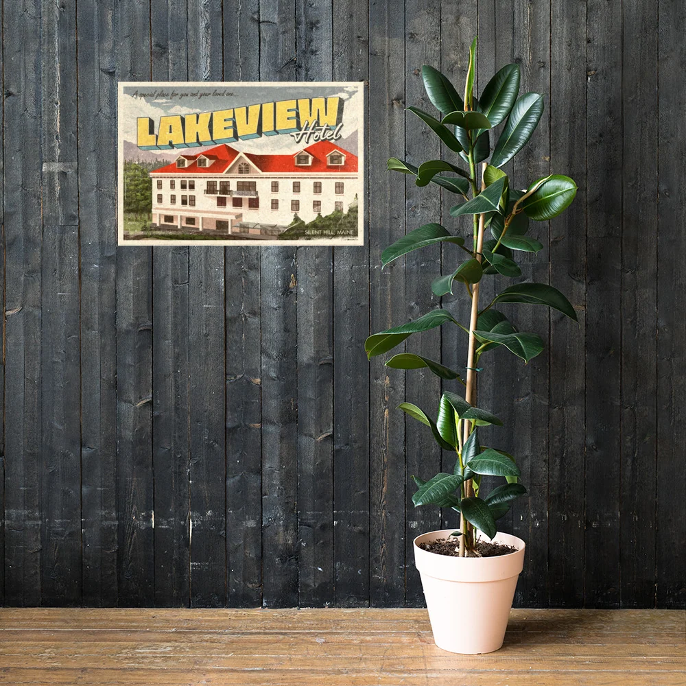 Lakeview Hotel Poster with Matte Giclée Print Finish