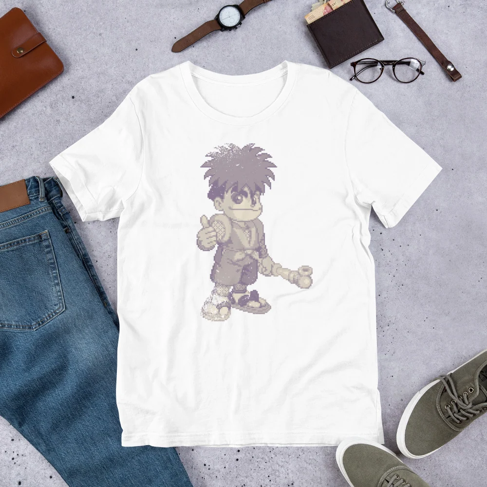 Vintage Goemon T-shirt i blød kartet bomuld med rund hals