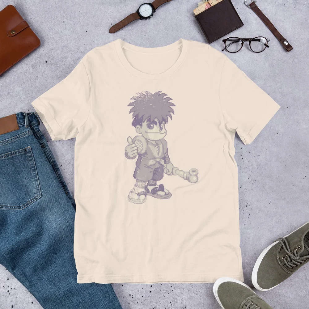 Vintage Goemon T-shirt i blød kartet bomuld med rund hals