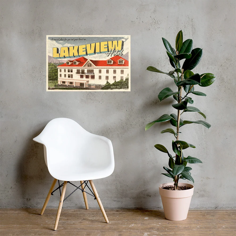 Lakeview Hotel Poster with Matte Giclée Print Finish