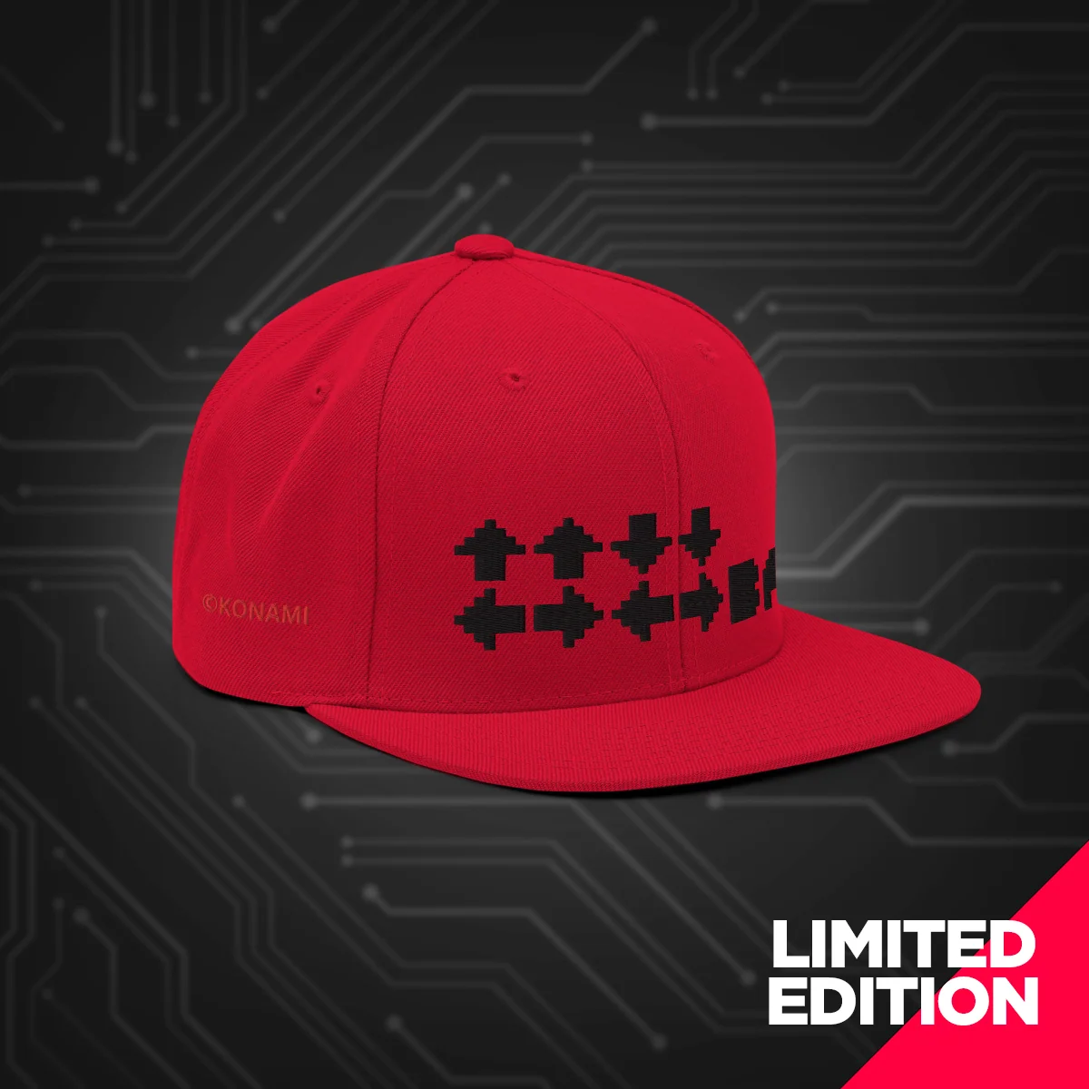↑↑↓↓←→←→BA Red Snapback Hat Limited Series
