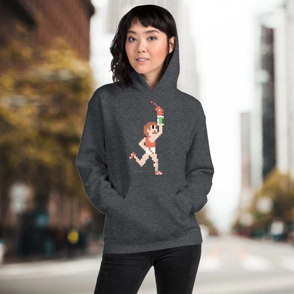 Pixel Runner Hoodie with Double-Lined Hood and Front Pouch Pocket