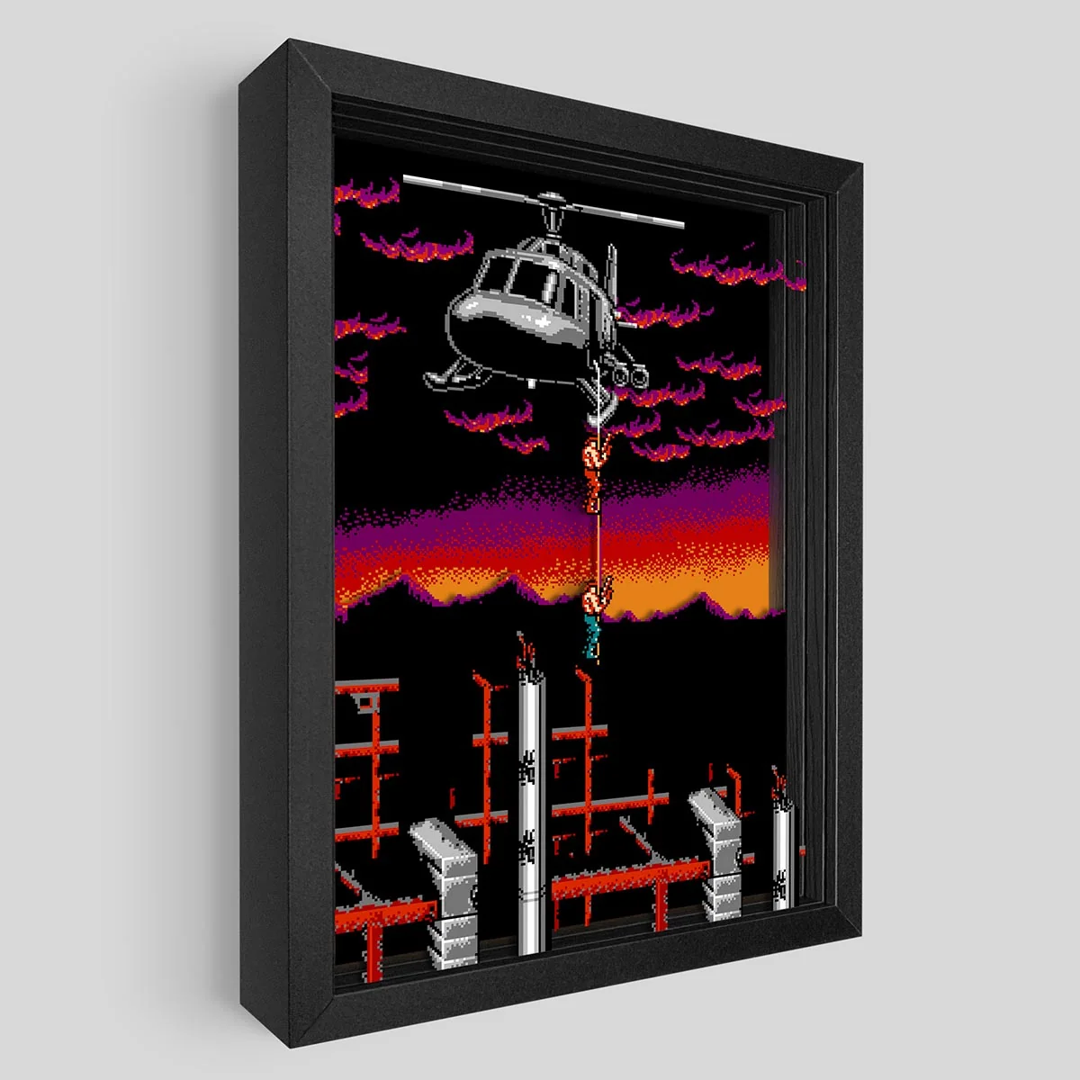 Super Contra Shadowbox Art with Konami Certificate of Authenticity