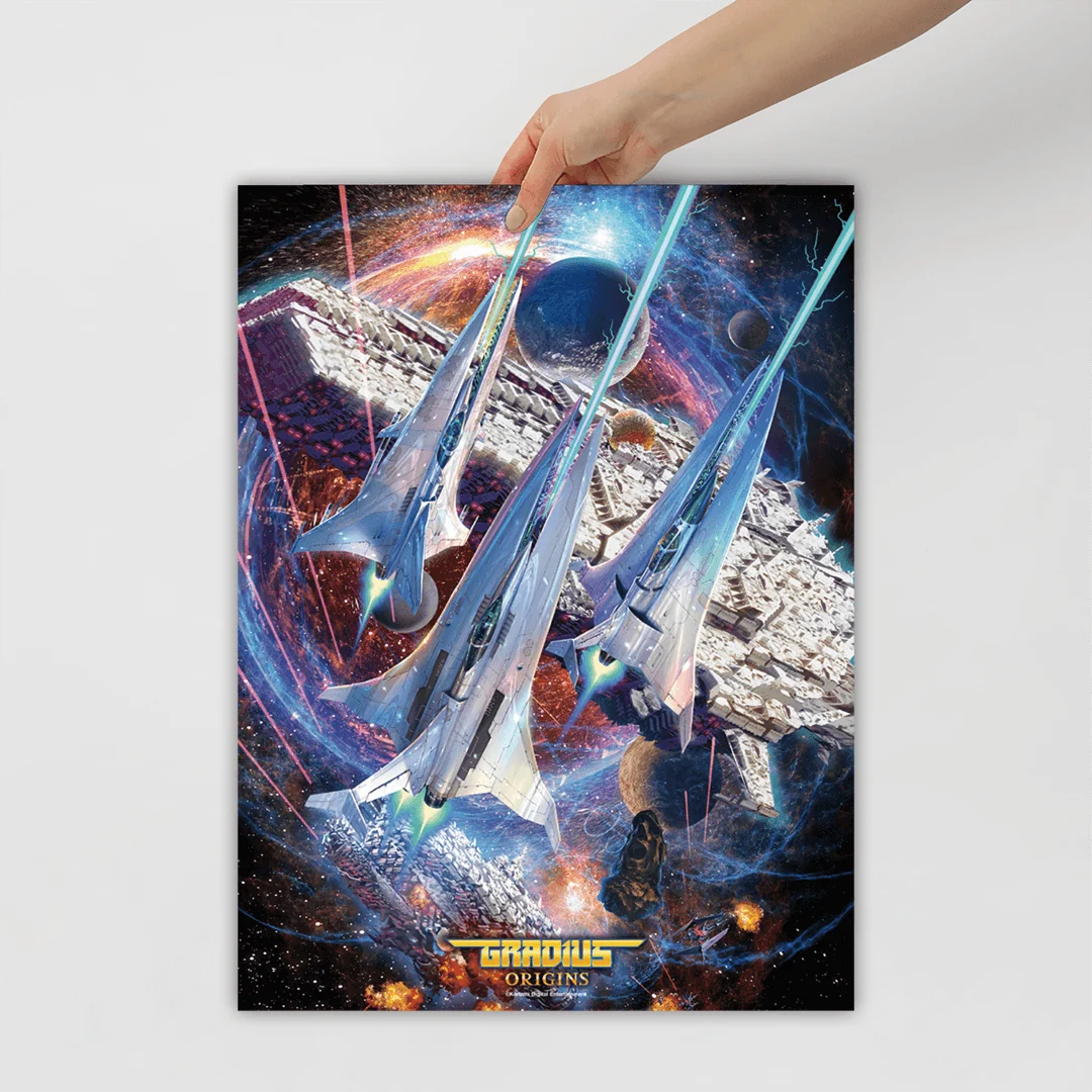 Gradius Origins Poster with Retro Arcade Artwork