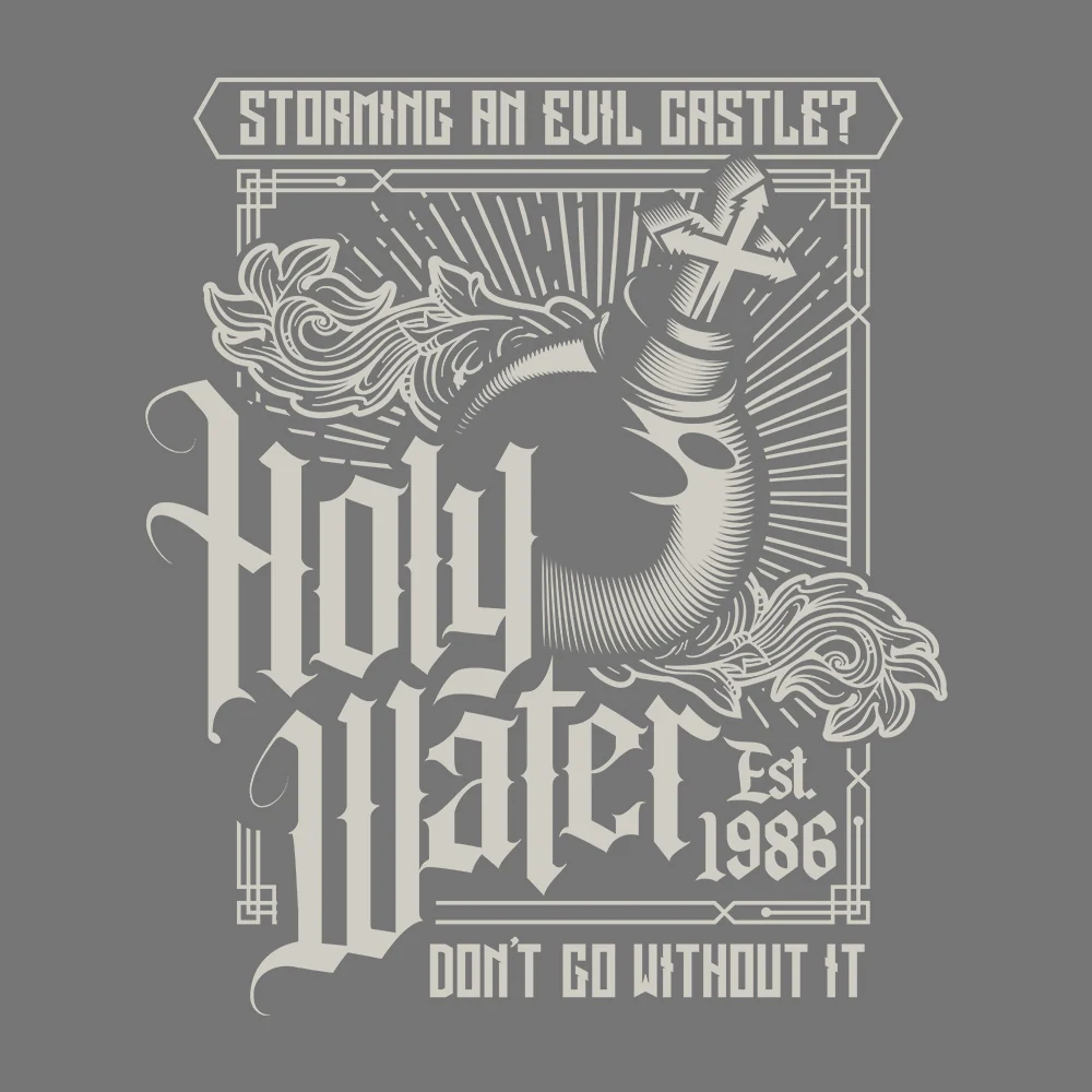 Camiseta monocromática Holy Water para fans de la saga Belmont