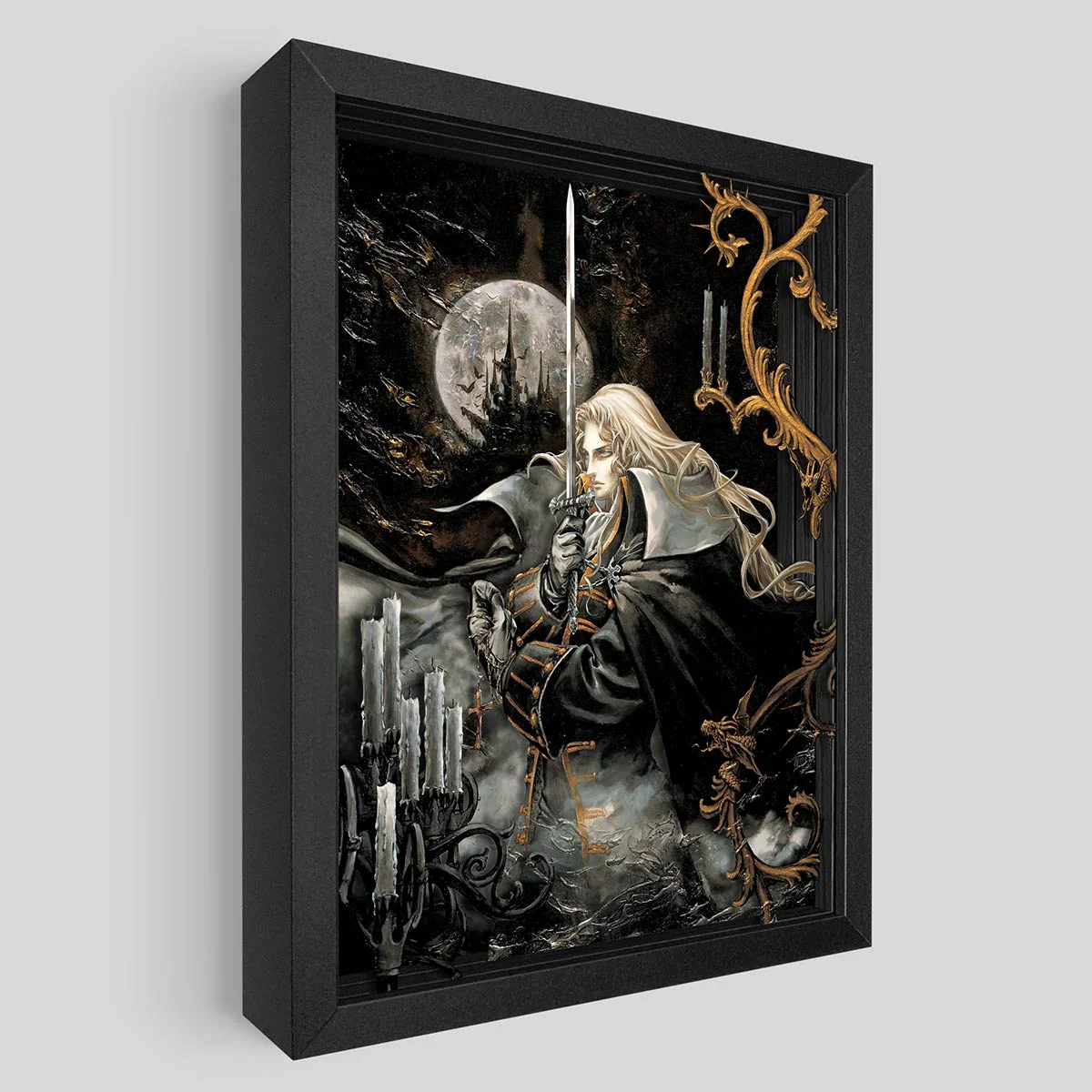 Castlevania SOTN Alucard Portrait Shadowbox Art