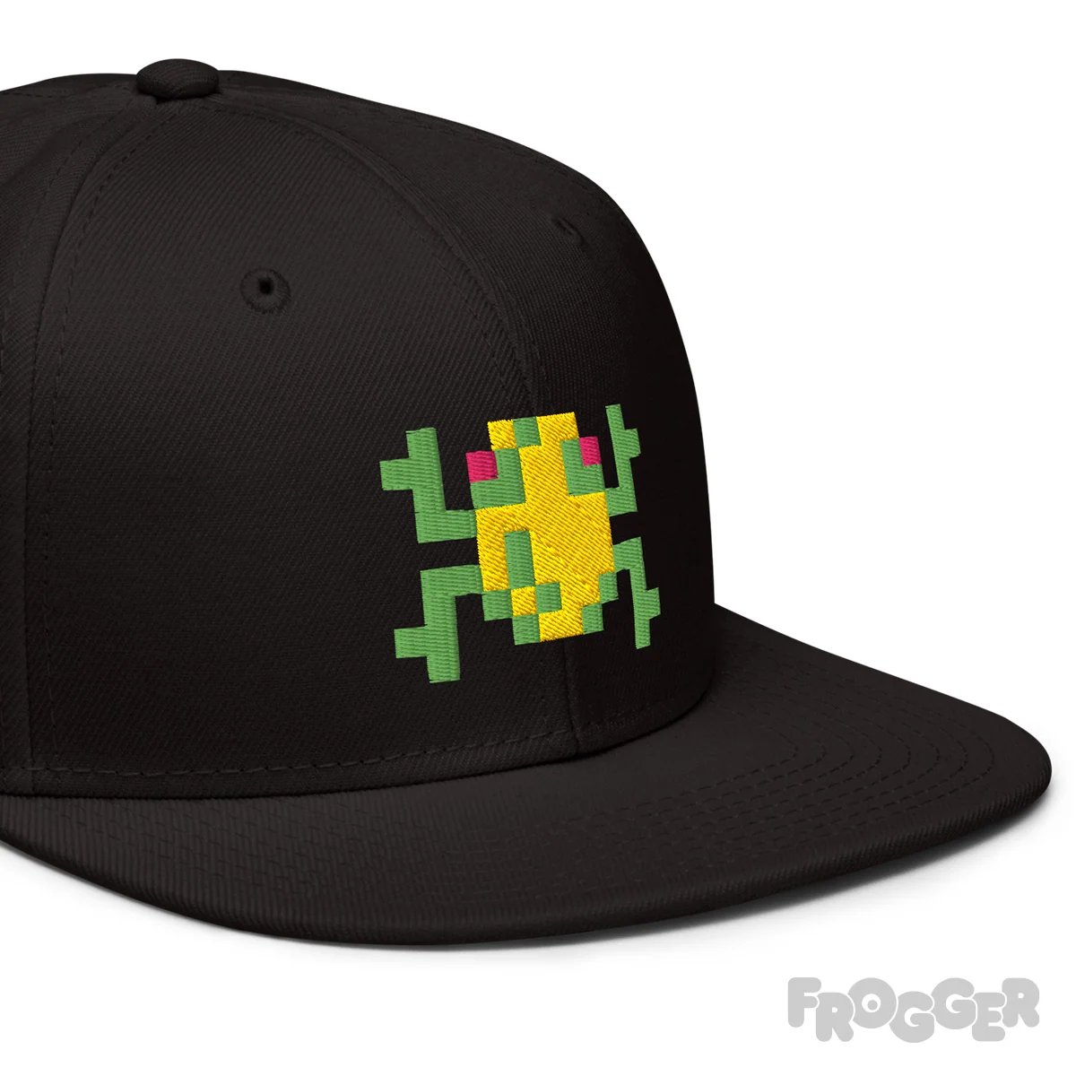 Frogger snapback-kasket med pixel-arcade-stil