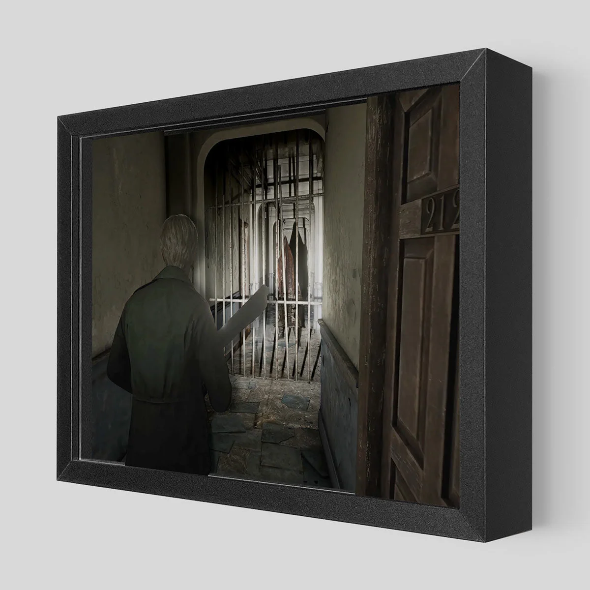 Shadowbox Pyramid Head Silent Hill dans un cadre MDF