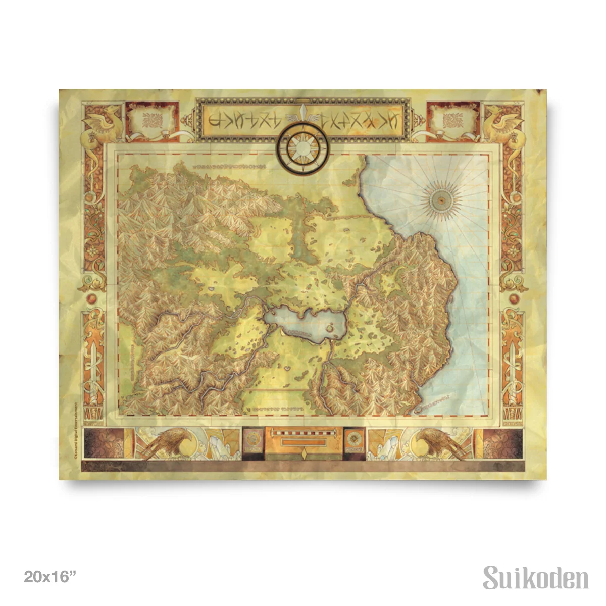 Suikoden Old Map Poster in Museum-Quality Matte Print, 20x16