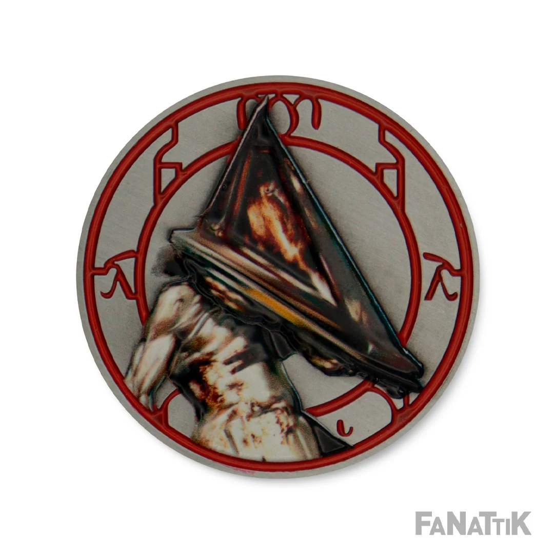 Moneda de edición limitada de Pyramid Head de Silent Hill con vitrina acrílica