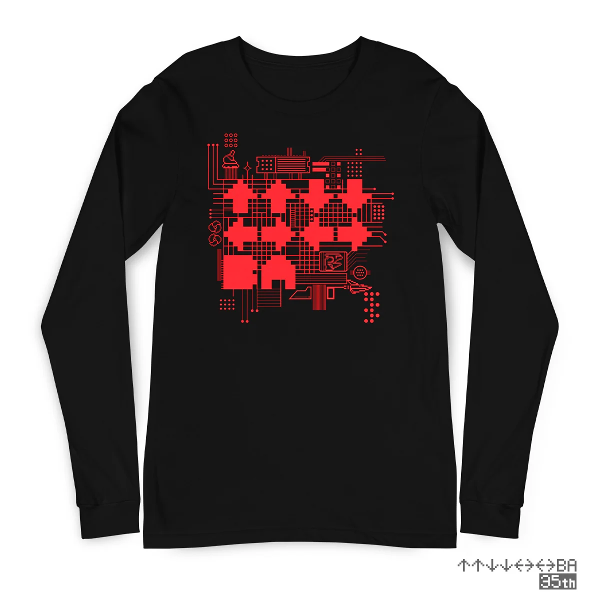 T-shirt à manches longues ↑↑↓↓←→←→BA en coton épais