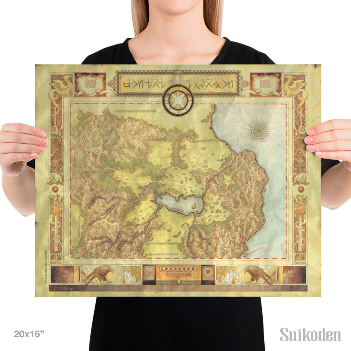 Suikoden Old Map Poster in Museum-Quality Matte Print, 20x16
