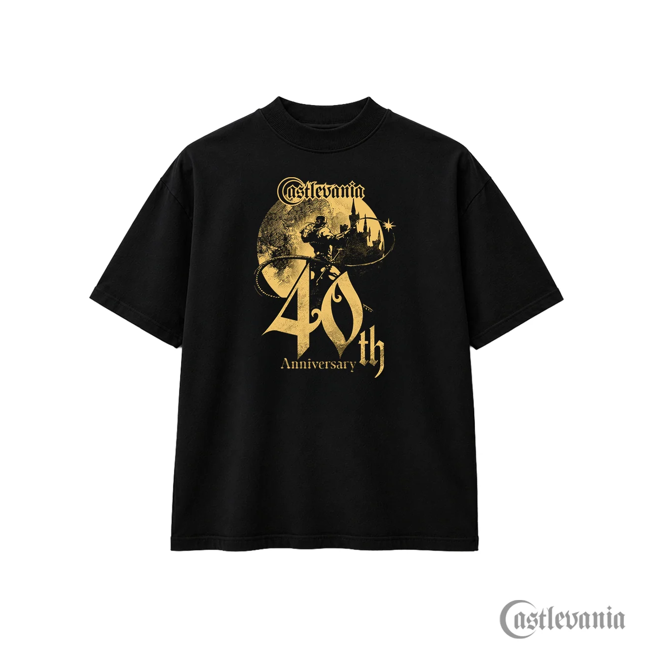 Czarny oversize T-shirt Castlevania 40th Anniversary Logo Void