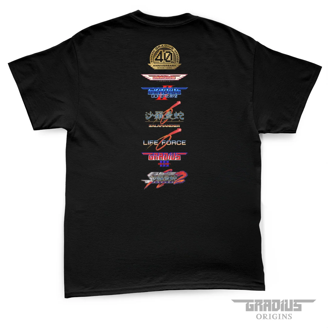 Gradius Origins Logos T Shirt 40th Anniversary Emblem