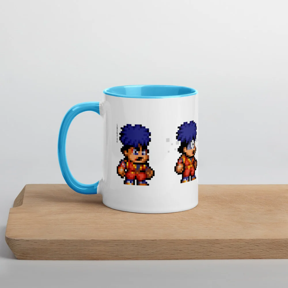 Mug Pixel Goemon avec rebord, anse et intérieur colorés