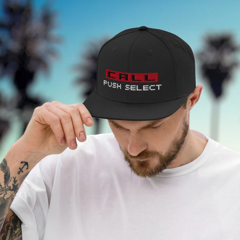 Call Incoming Embroidered Hat with Adjustable Snap Closure