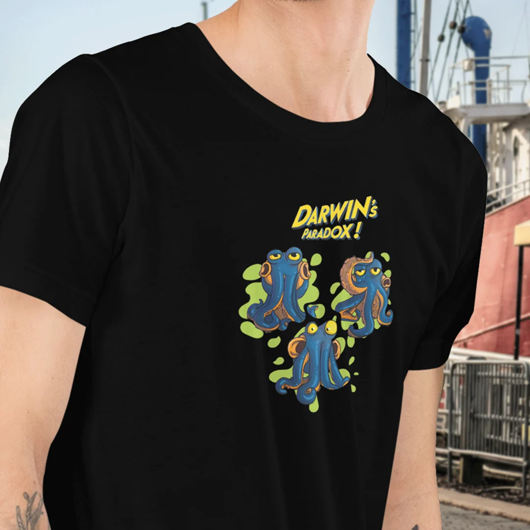 Darwin's T-Shirt in Black Combed Cotton Unisex Fit