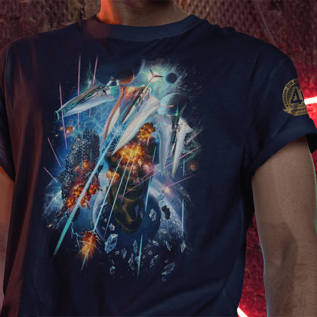 Gradius Origins 40th Anniversary Key Art T-Shirt aus Combed Cotton