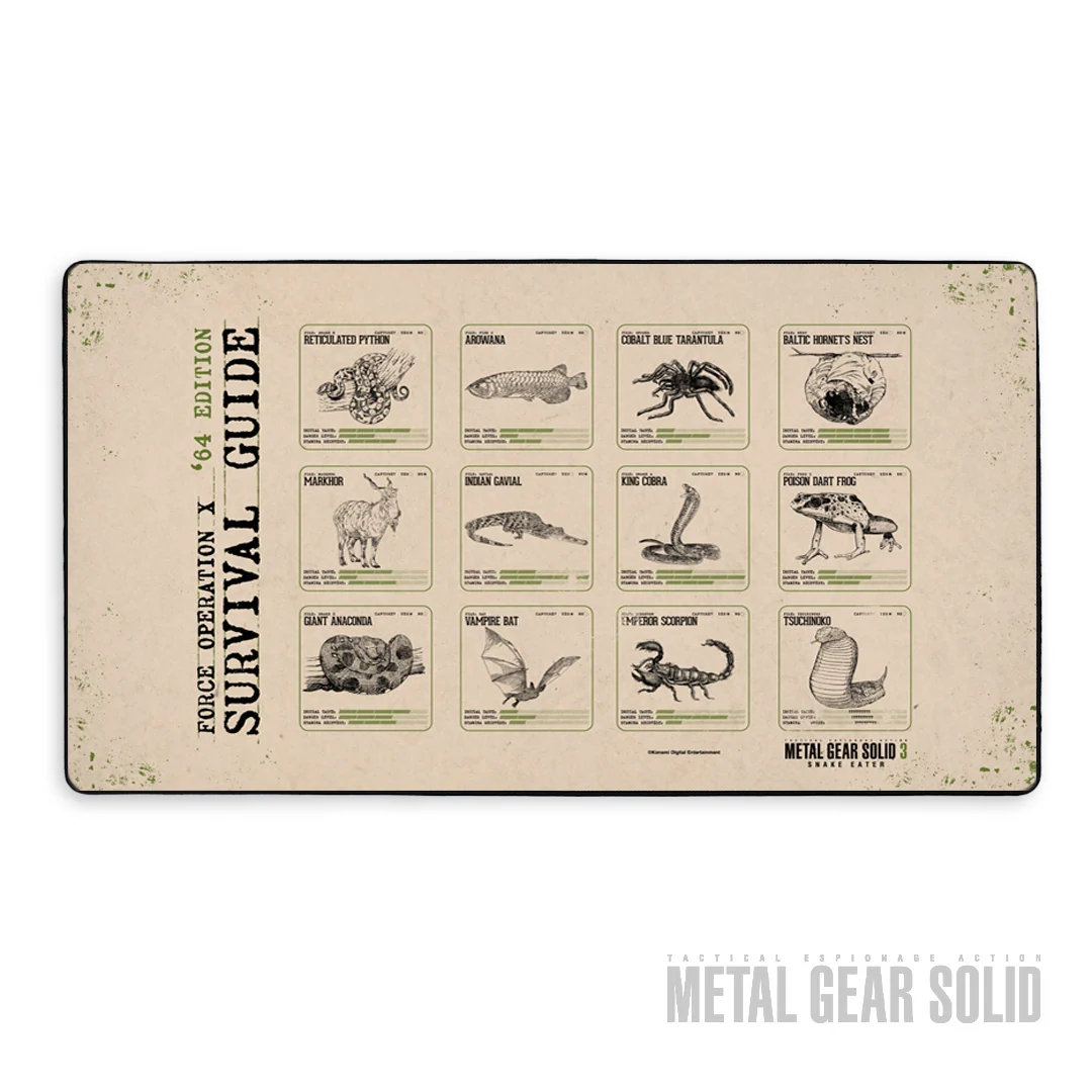 Metal Gear Solid 3 Survival Guide skrivbordsunderlägg och musmatta