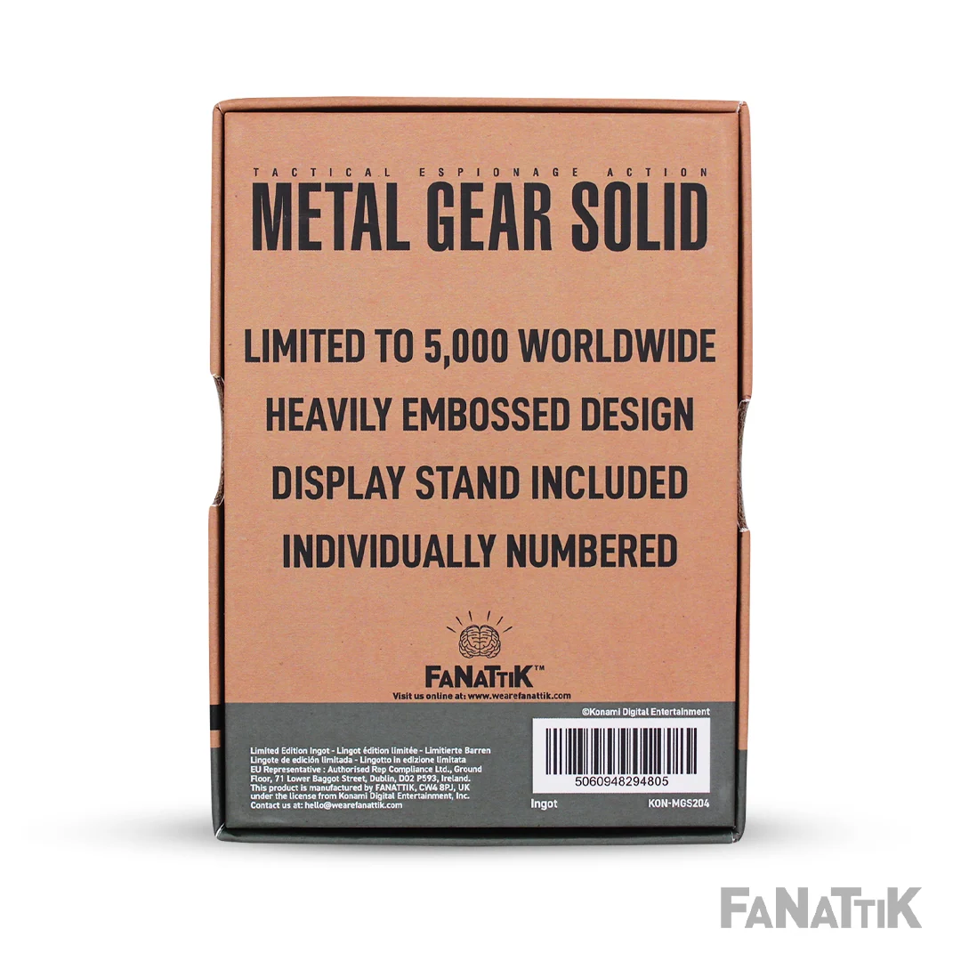 Lingot Snake Metal Gear Solid 2, objet collector en métal édition limitée