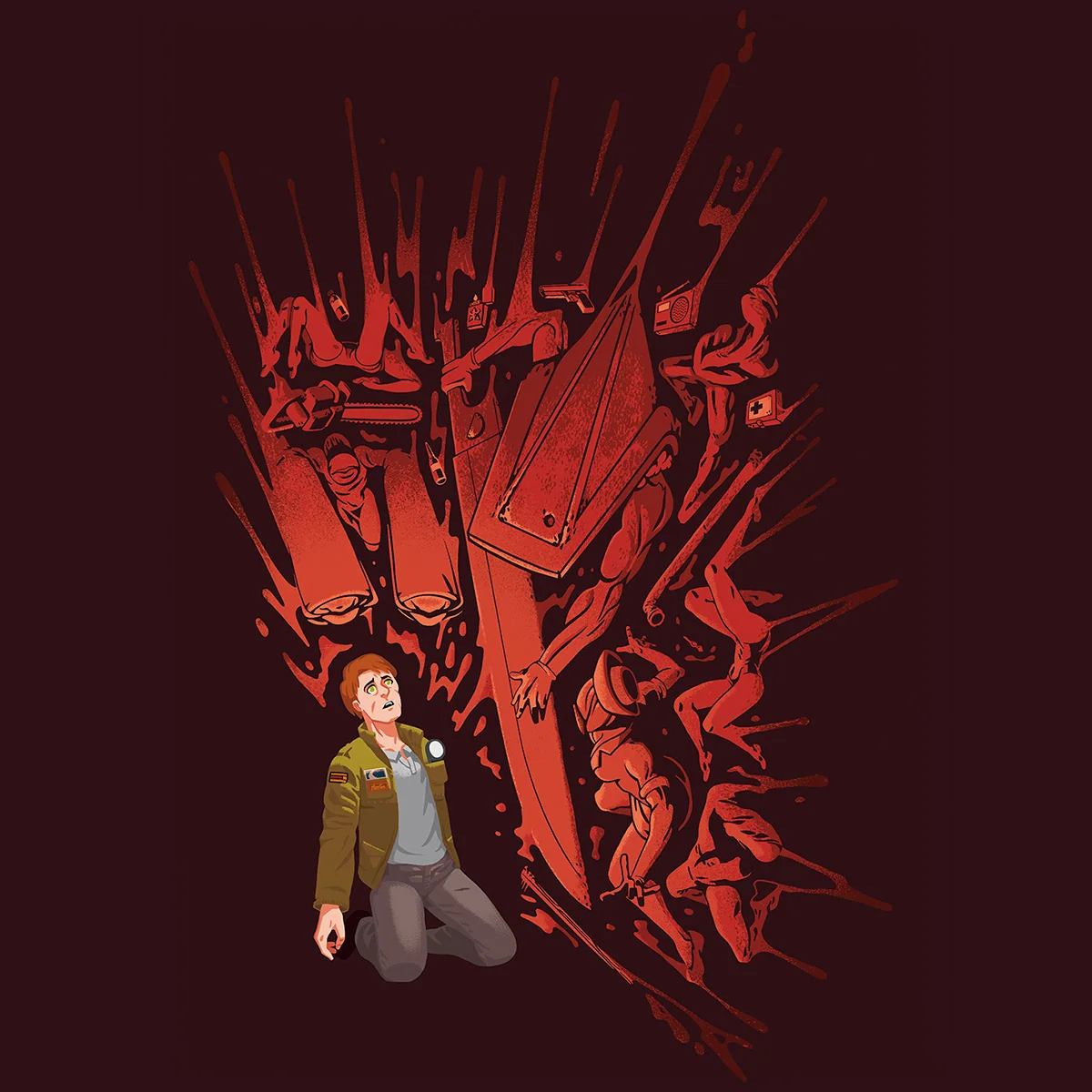 James' Punishment T-Shirt with Inner Monsters Horror Art Print
