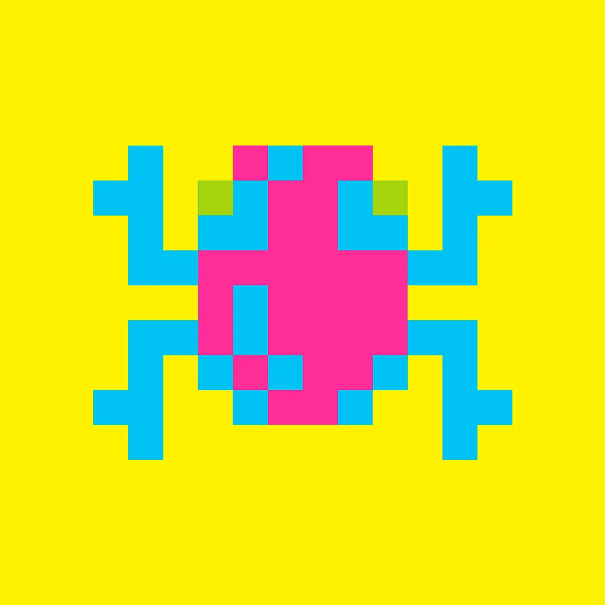 Frogger gul kudde 18x18 retro arkadkudde