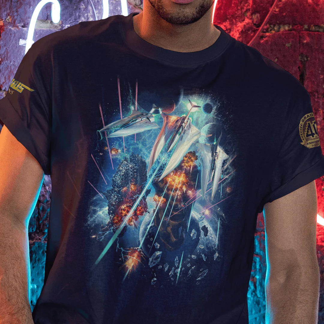 Gradius Origins 40th Anniversary Key Art T-shirt in Combed Cotton